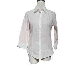 Brooks Brothers Pink Pinstripe Fitted Button Up Career Dress Shirt Size 4